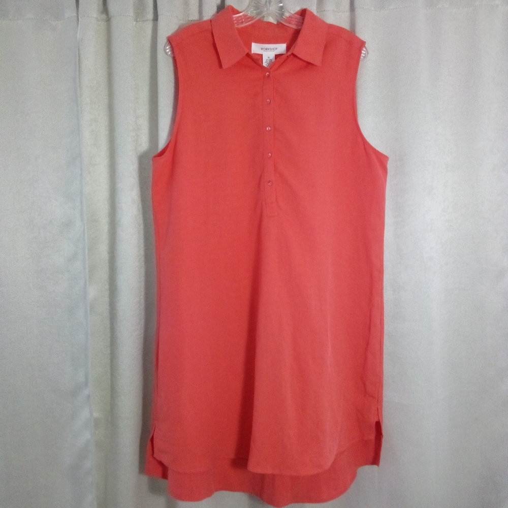 NWT New Workshop Republic Clothing Orange Sleeveless Linen & Tensel Dres…